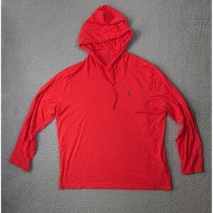 Polo Ralph Lauren Shirt Hoodie Mens XL Hooded Shirt Long Sleeve Orangish Red